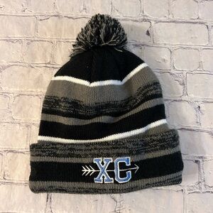 NEW ERA (2017) BLACK/GREY/WHITE/BLUE WITH MULTI COLORED POM HAT MENS O/S